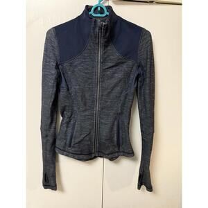 LULULEMON Forme Define Jacket Full Zip Thumbholes Slub Denim Blue Size 4 Navy